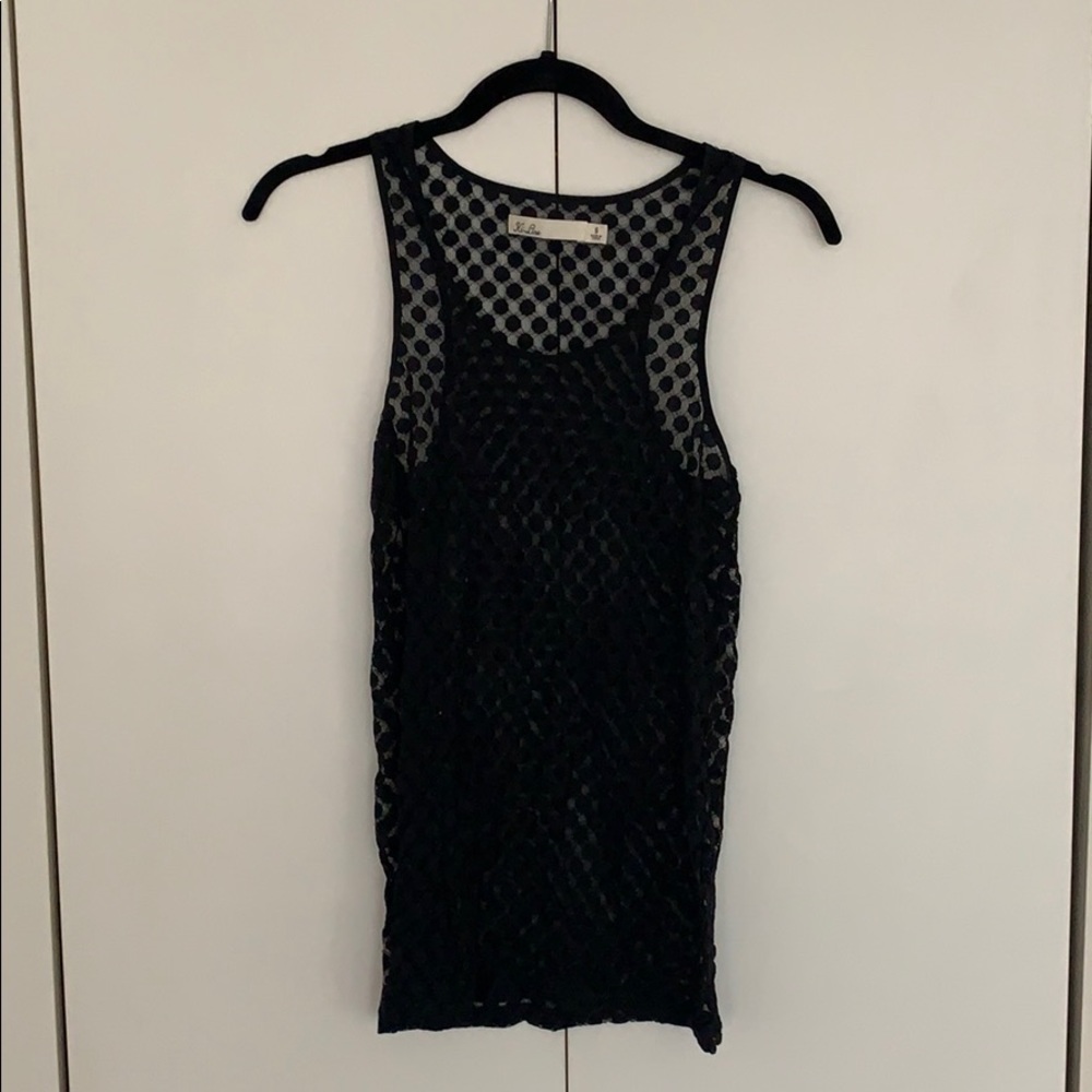 Black see-through polka dot tank